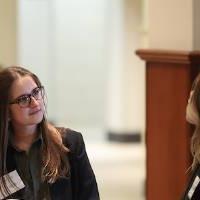 Kate Lucas (right) and Mary Claire Meimers (left) speaking before the competition